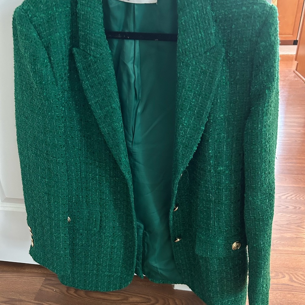 Zara Emerald Blazer with Gold Accents